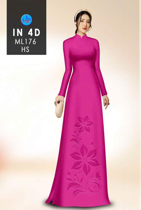 Vải Áo Dài Hoa In Chìm 4D Thu Hút AD ML176 1 Vai Ao Dai Hoa In Chim 4D Thu Hut AD