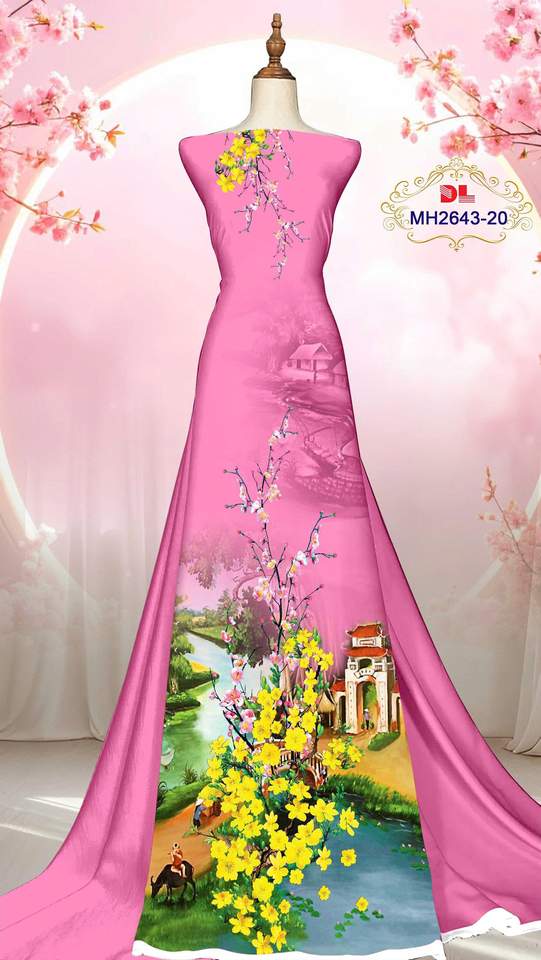 Vải Áo Dài Hoa Mai Sang Trọng AD MH2643 1 Vai Ao Dai Hoa Mai Sang Trong AD MH2643
