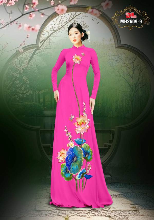 Vải Áo Dài Hoa Sen Thu Hút AD MH2609 1 Vai Ao Dai Hoa Sen Thu Hut AD MH2609