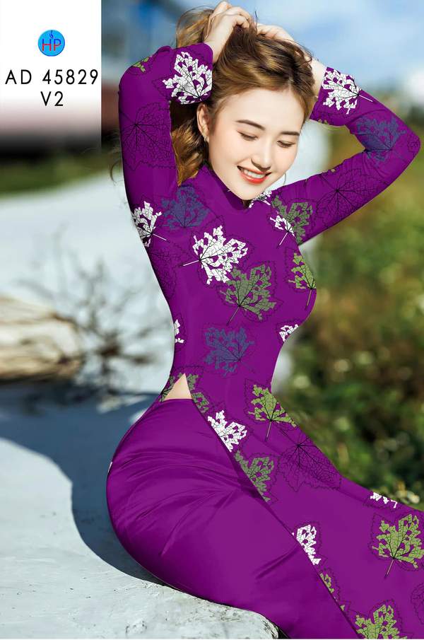 Vải Áo Dài In Hình Lá Thiết Kế 2026 AD 45829 1 Vai Ao Dai In Hinh La Thiet Ke 2026 AD