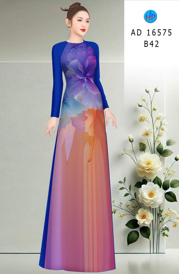 Vải Áo Dài Hoa In 3D Kiểu Mới AD 16575 1 Vai Ao Dai Hoa In 3D Kieu Moi AD 16575