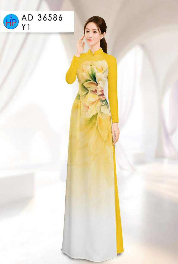 Vải Áo Dài Hoa In 3D Sang Trọng AD 36586 1 Vai Ao Dai Hoa In 3D Sang Trong AD 36586