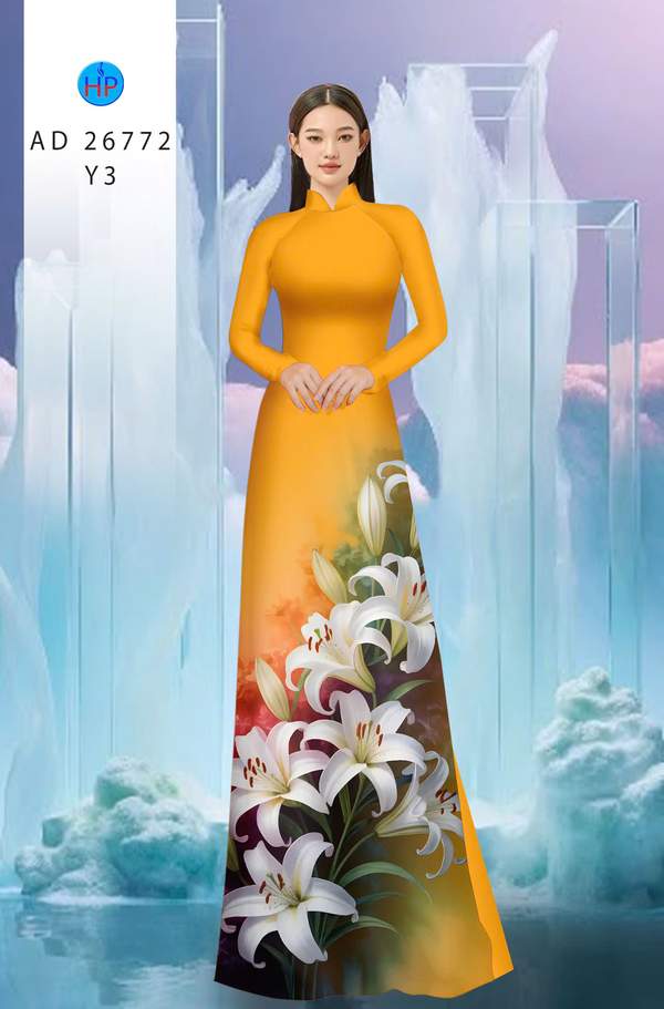 Vải Áo Dài Hoa Ly Kiểu Mới AD 26772 5 vai ao dai ca tinh zhps