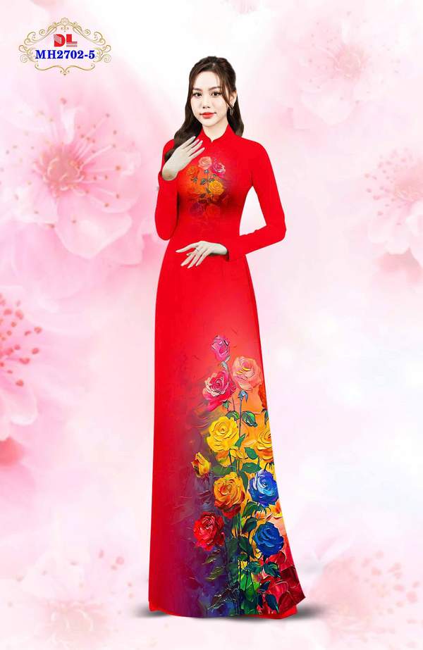Vải Áo Dài Hoa Hồng Thu Hút AD MH2702 1 Vai Ao Dai Hoa Hong Thu Hut AD MH2702