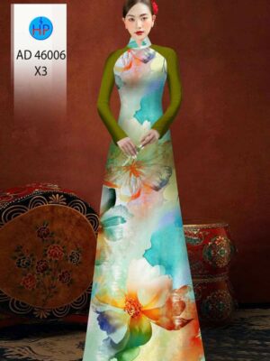 Vai Ao Dai Hoa In 3D Thu Hut AD 46006