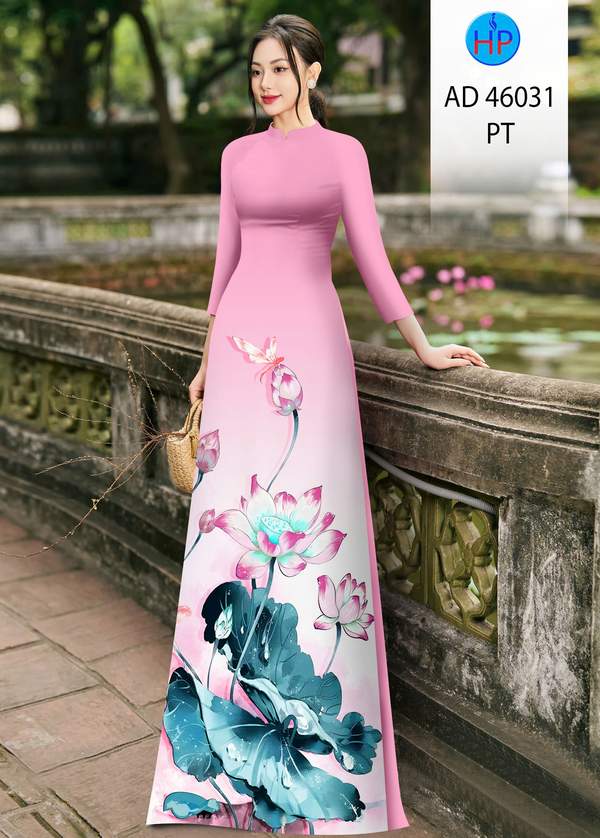 Vải Áo Dài Hoa Sen Sang Trọng AD 46031 1 Vai Ao Dai Hoa Sen Sang Trong AD 46031