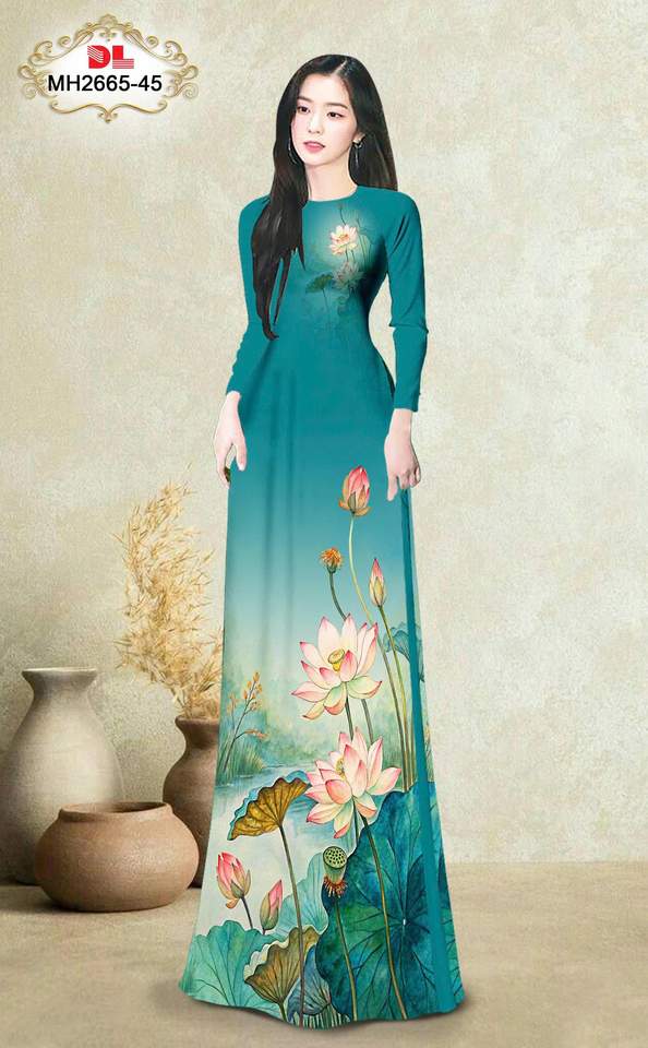Vải Áo Dài Hoa Sen Thu Hút AD MH2665 1 Vai Ao Dai Hoa Sen Thu Hut AD MH2665