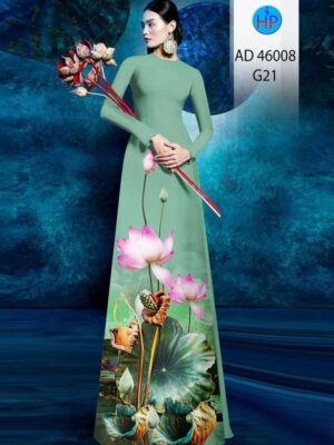 Vai Ao Dai Hoa Sen Vua Ra AD 46008