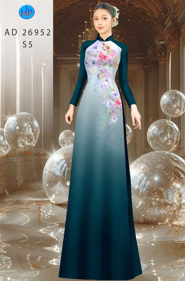 Vải Áo Dài Hoa In 3D Kiểu Mới AD 26952 1 Vai Ao Dai Hoa In 3D Kieu Moi AD 26952