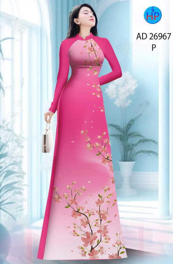 Vải Áo Dài Hoa In 3D Mới Ra AD 26967 1 Vai Ao Dai Hoa In 3D Moi Ra AD 26967