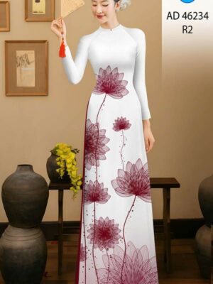 Vai Ao Dai Hoa Sen Sang Trong AD 46234