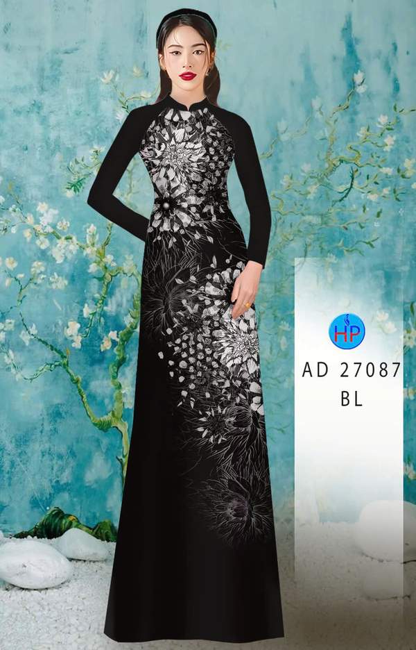 Vải Áo Dài Hoa In 3D Sang Trọng AD 27087 2 Vai Ao Dai Hoa In 3D Sang Trong AD 27087
