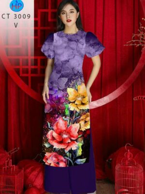 Vai Ao Dai Hoa In 3D Sang Trong AD 3009