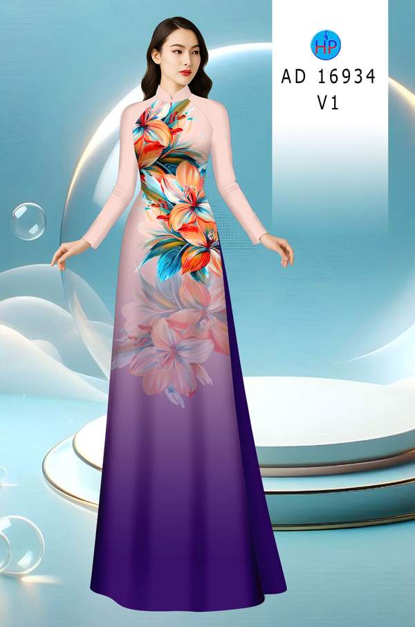 Vải Áo Dài Hoa In 3D Kiểu Mới AD 16934 2 Vai Ao Dai Hoa In 3D Kieu Moi AD 16934
