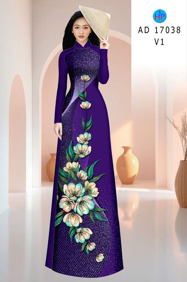 Vải Áo Dài Hoa In 3D Kiểu Mới AD 17038 1 Vai Ao Dai Hoa In 3D Kieu Moi AD 17038
